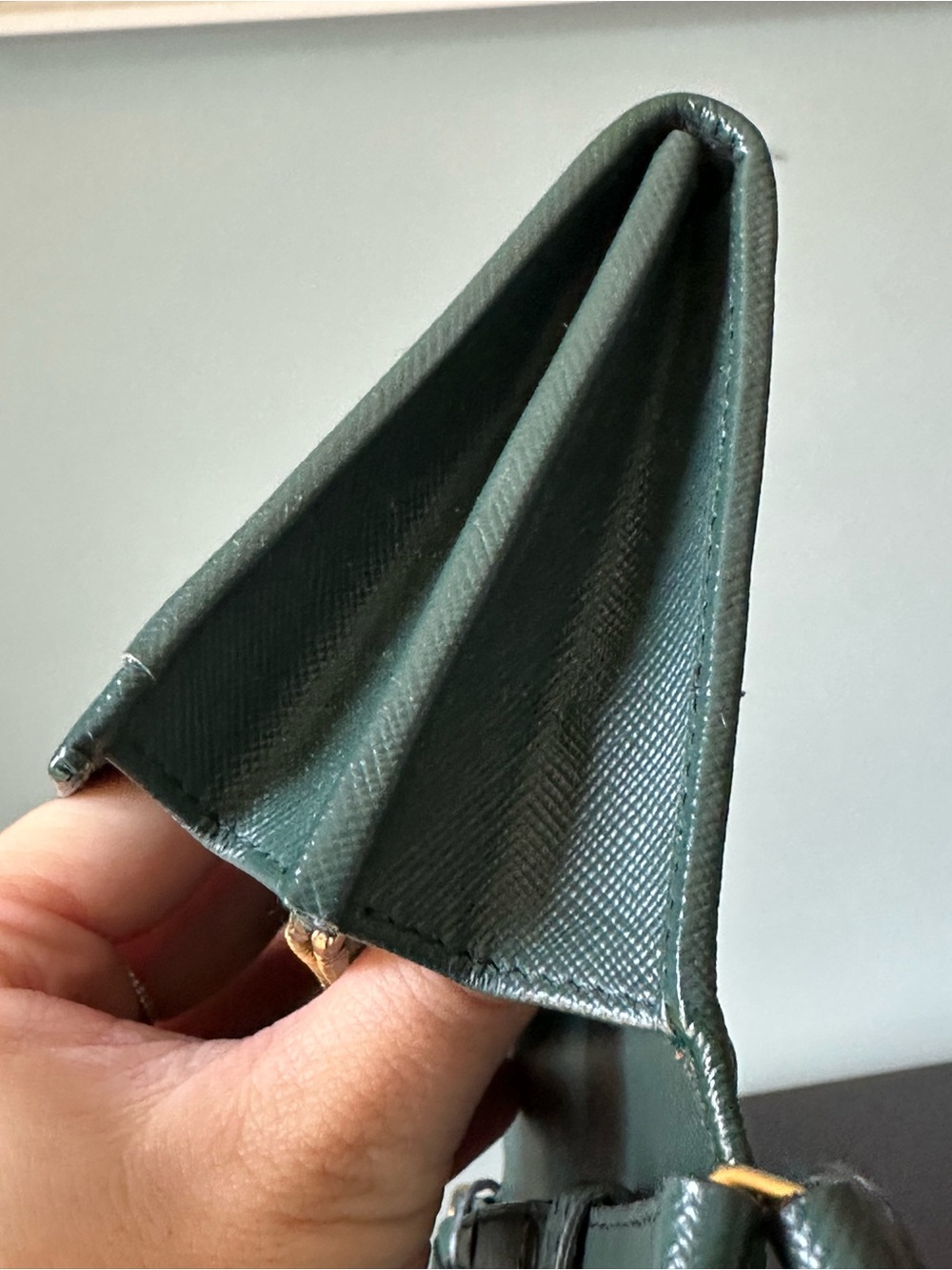 Prada Green Saffiano Leather Wallet on Strap - Picture 17 of 17
